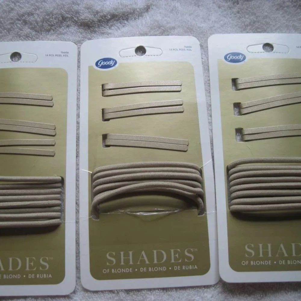 Goody Shades of Blonde Flat Metal Bobby Slide Hair Pins Bobbies Old Aged Elastic